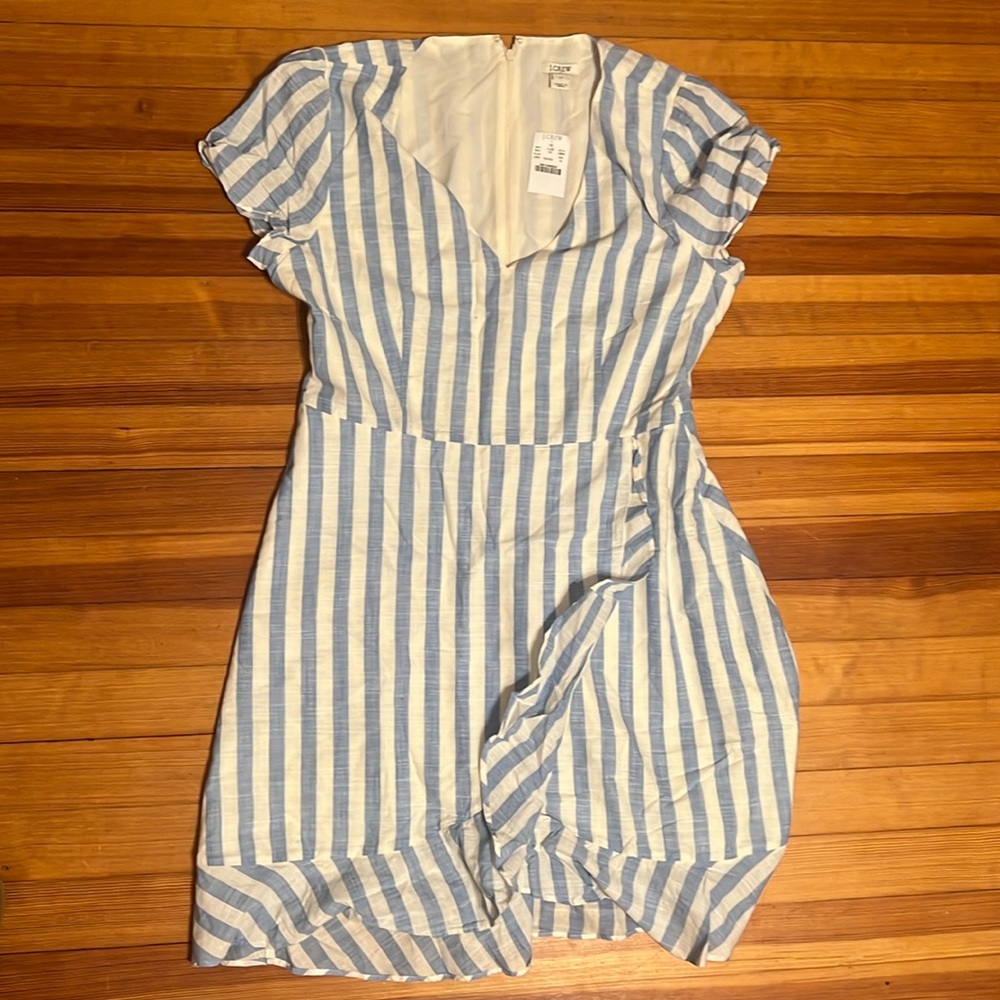 NWT J Crew striped linen wrap dress